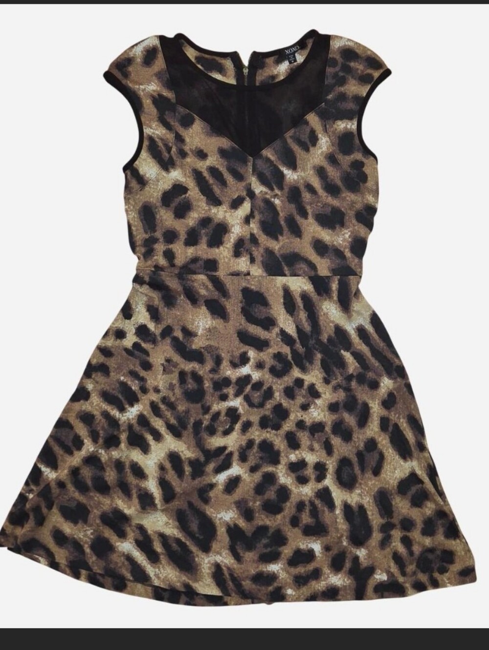 XOXO Women's Leopard Print Fit-and-Flare Dress - Black and Brown